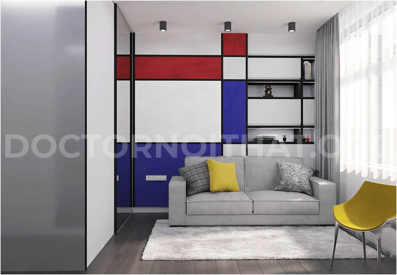 Nội thất De Stijl được thiết kế với những hình khối độc đáo cùng tông màu đa dạng (Nguồn: sưu tầm)