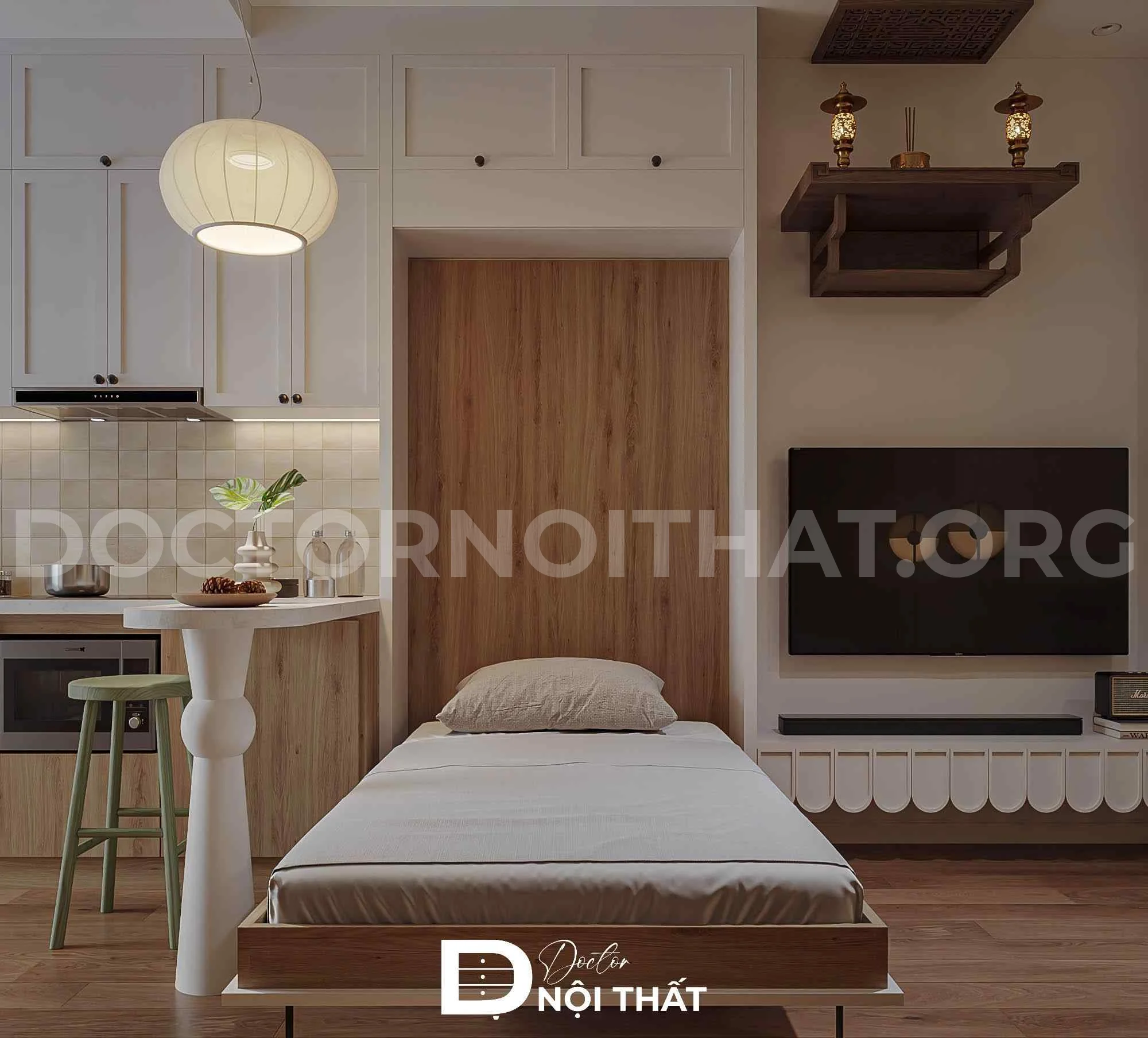 Bản vẽ thiết kế nội thất chung cư phong cách Bắc Âu
