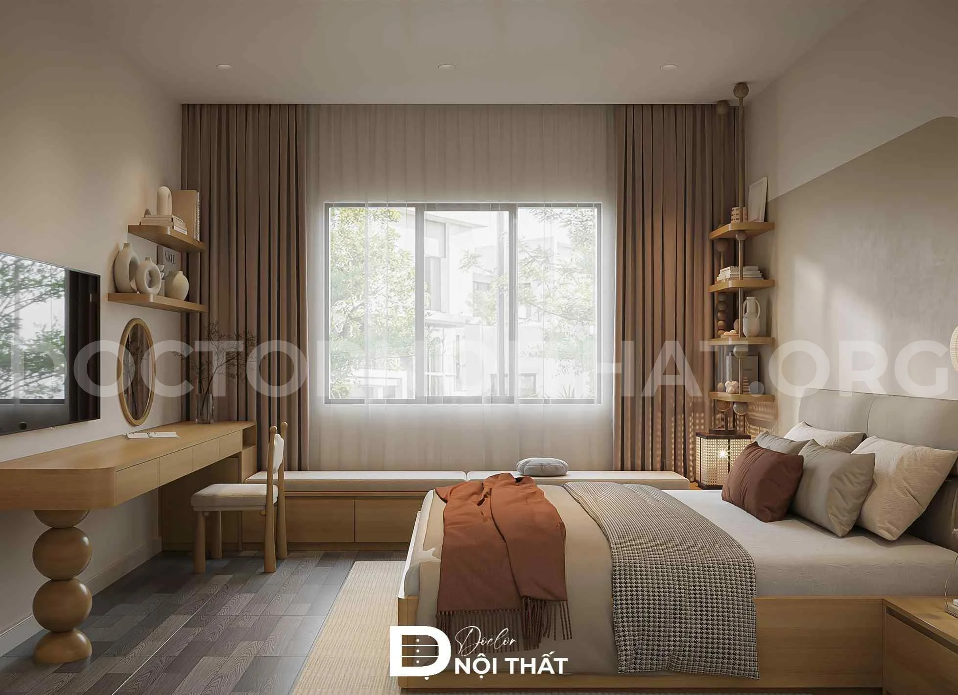 Bản vẽ thiết kế nội thất nhà phố với không gian phòng ngủ