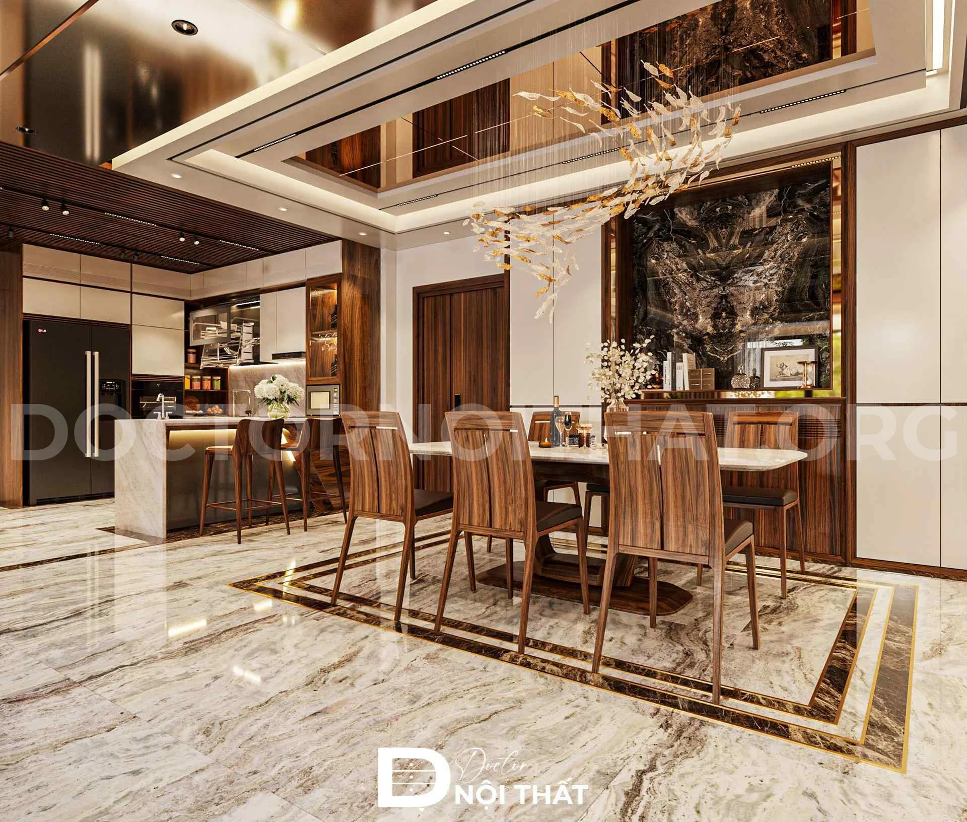 Dự án thiết kế biệt thự thông tầng nội thất gỗ tự nhiên – anh Sơn