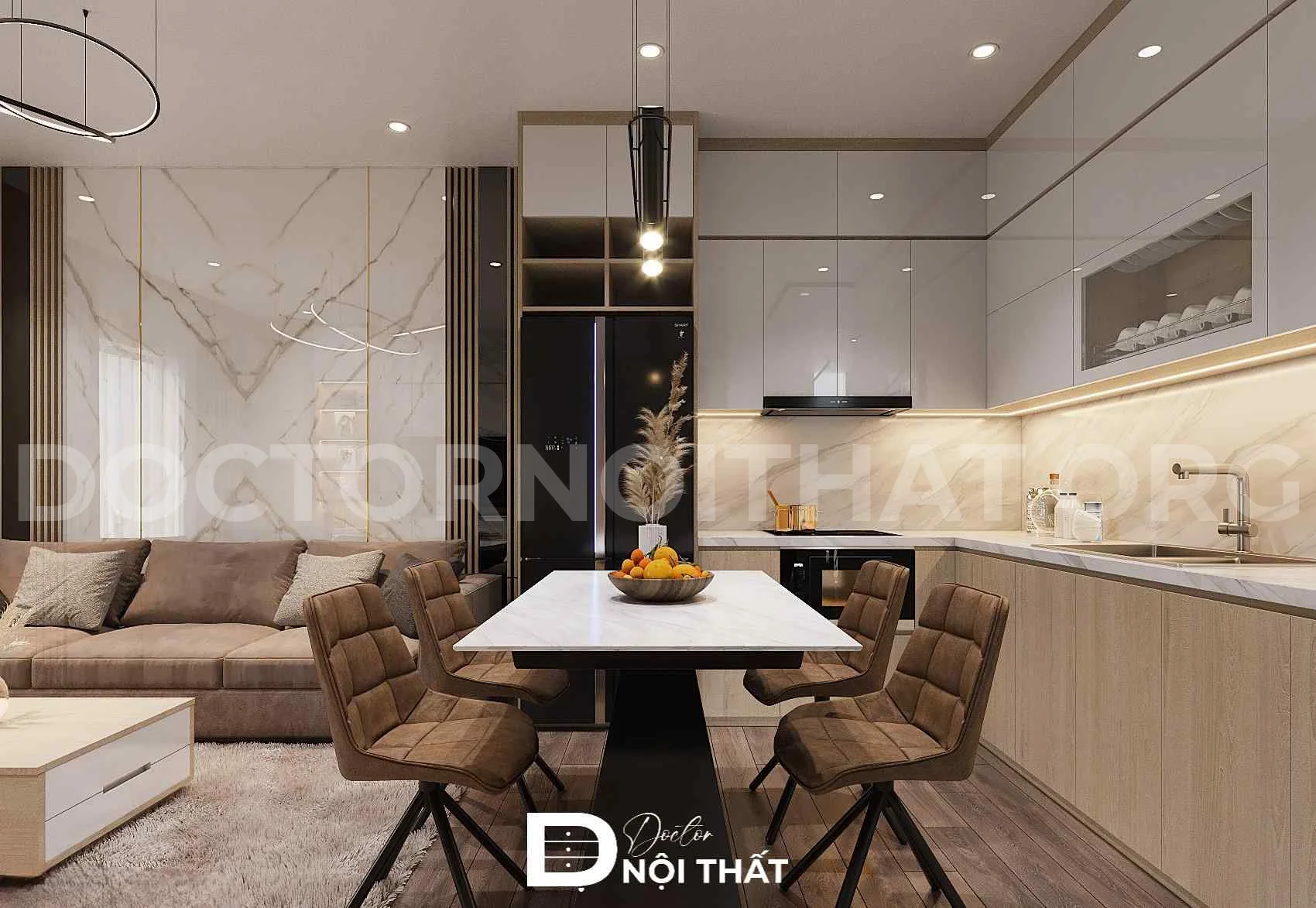 Dự án thiết kế nội thất chung cư 68m2 hiện đại tại Mipec Riverside