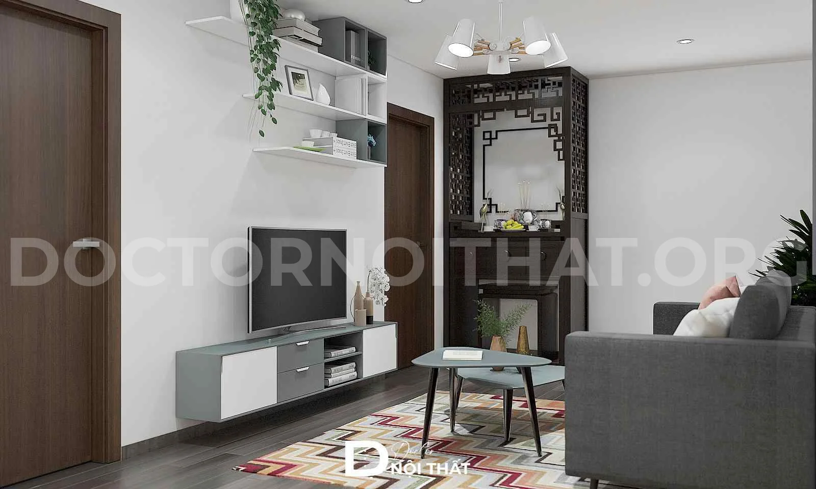 Dự án thiết kế nội thất chung cư 69m2 Thăng Long Capital