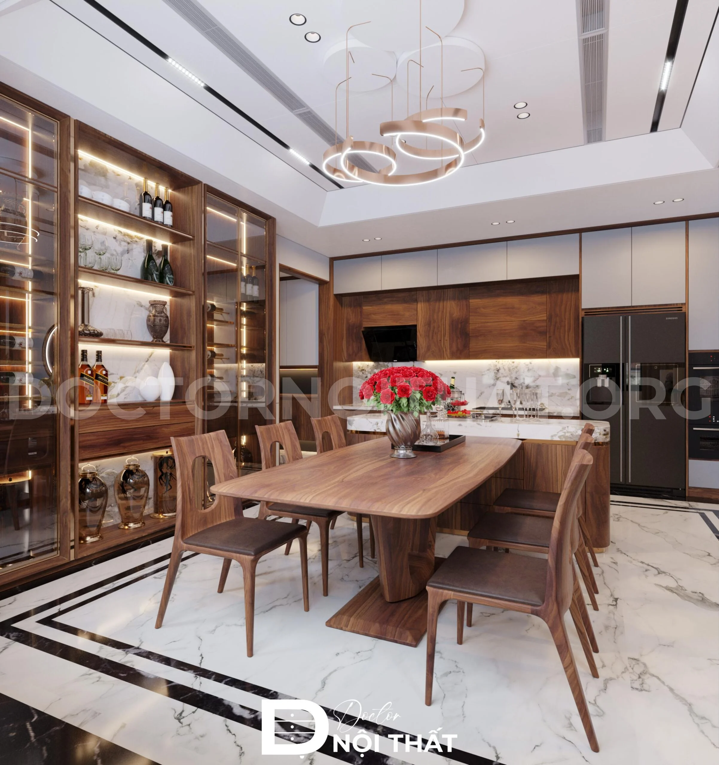 Dự án thiết kế nội thất nhà phố 120m2 gỗ tự nhiên đẳng cấp