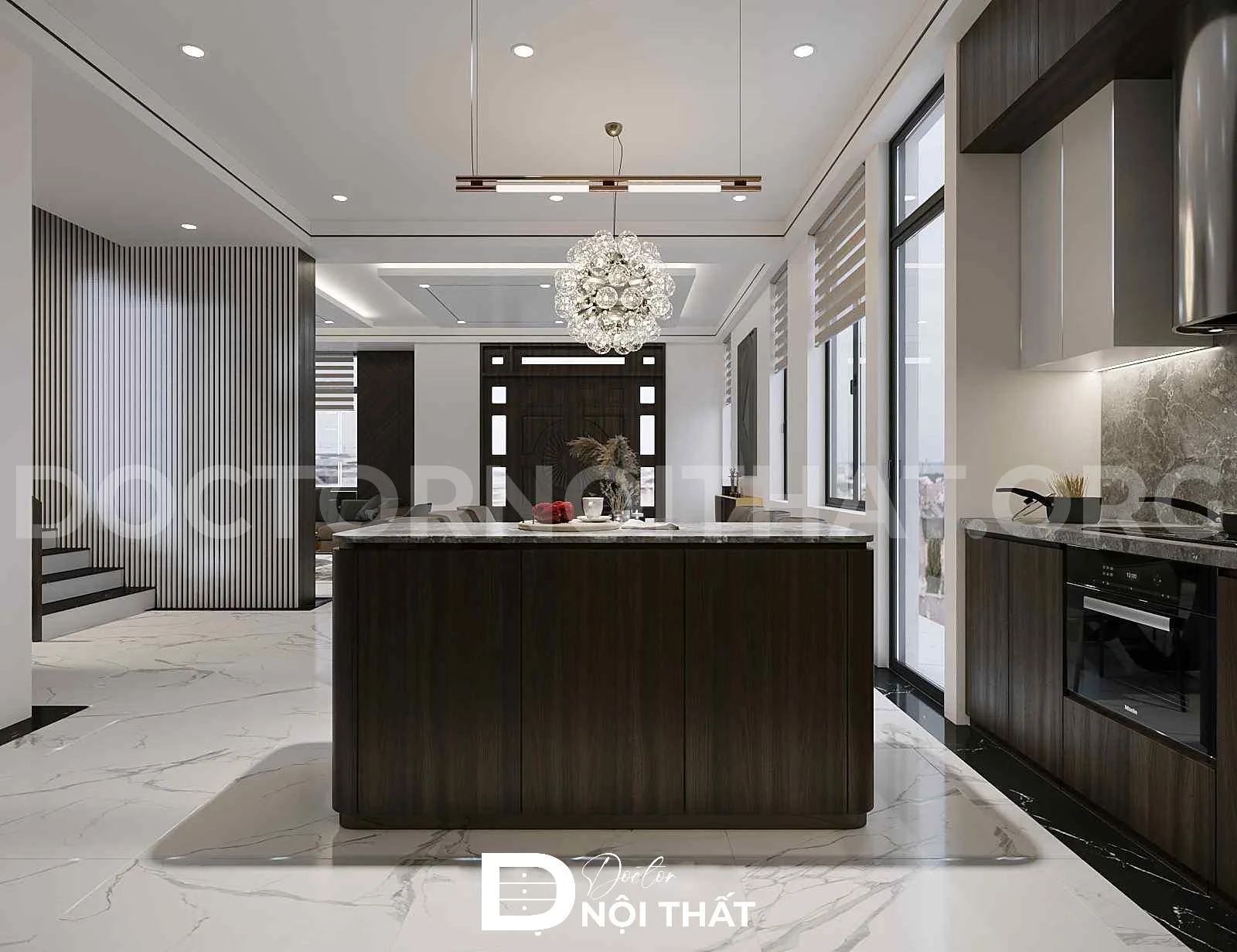 Dự án thiết kế nội thất nhà phố 3 tầng hiện đại 95m2 tại Thạch Thất