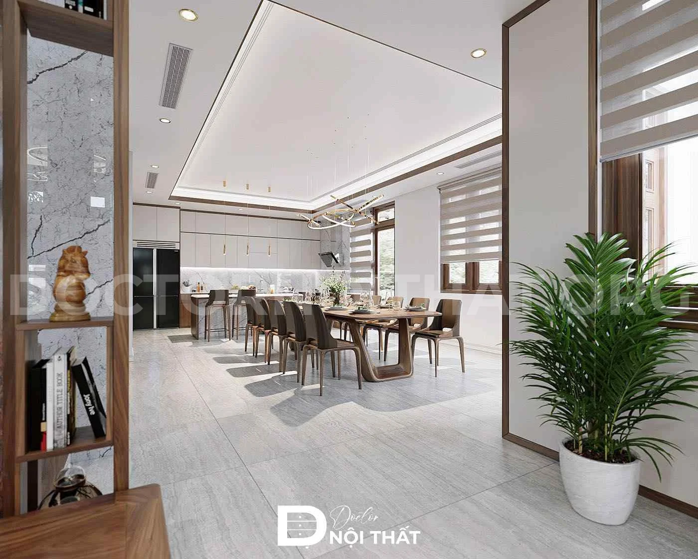 Dự án thiết kế thi công nội thất nhà phố full gỗ óc chó