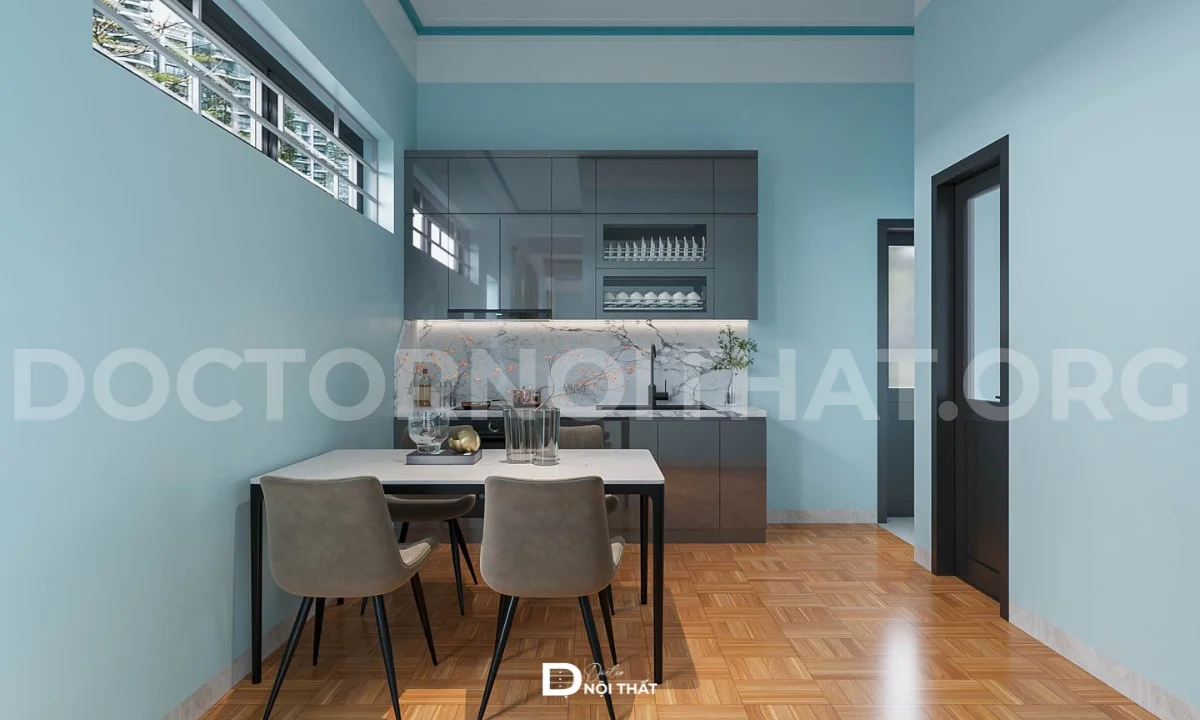 Mẫu tủ bếp cánh kính do Doctor Nội Thất thi công