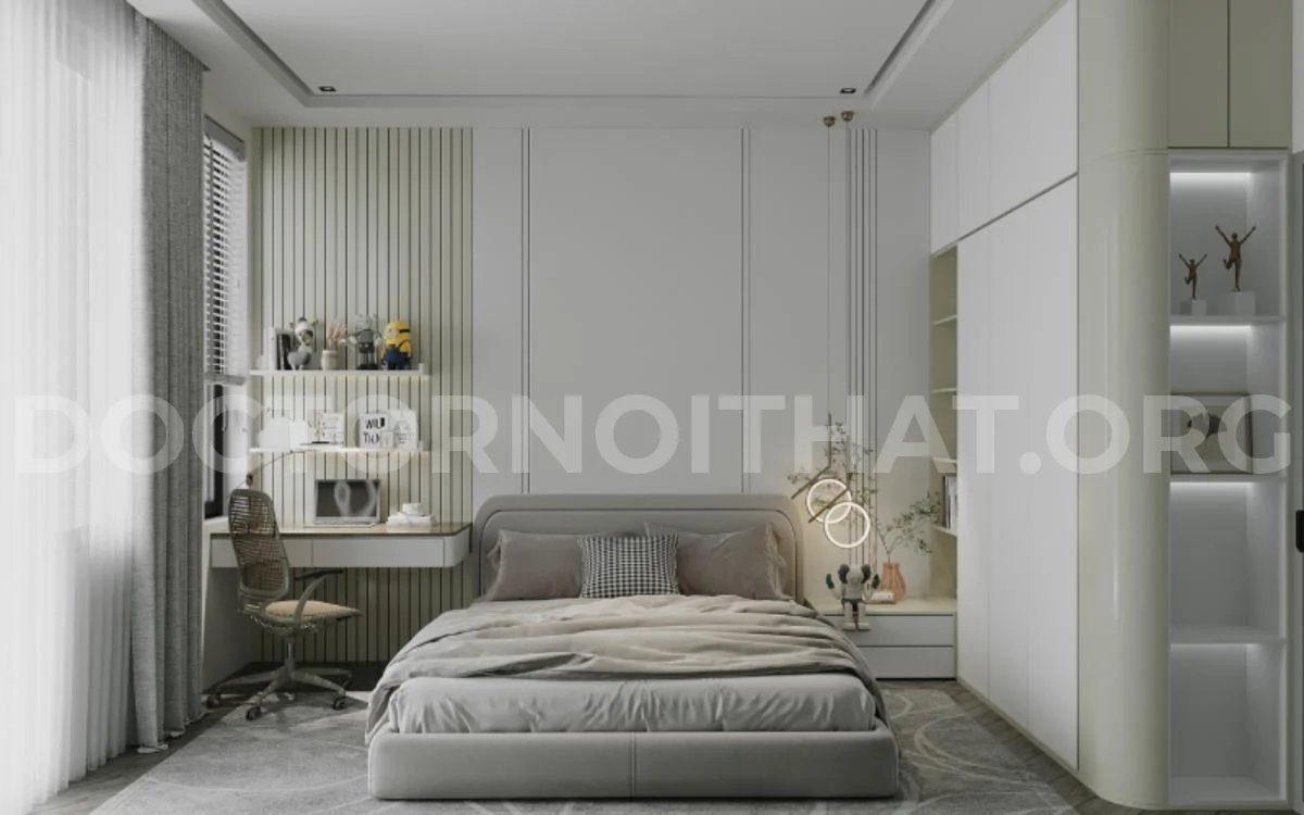 Mẫu thiết kế nội thất phòng ngủ master dành cho nữ điểm nhấn là tone màu pastel (nguồn: sưu tầm)