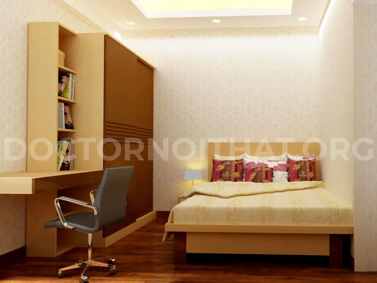 Mẫu thiết kế phòng ngủ không có cửa sổ đẹp với đồ nội thất đơn giản (Nguồn: Sưu tầm)