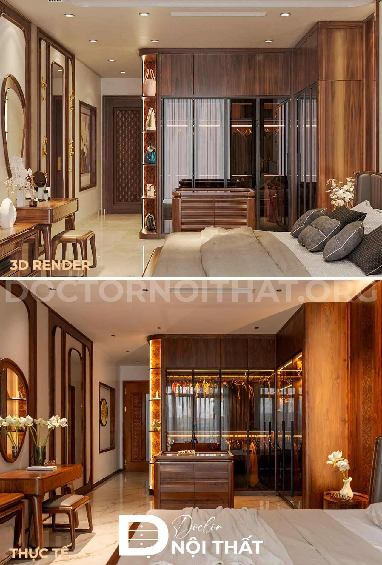 Hình ảnh thực tế so với bản vẽ 3D minh chứng cho năng lực thực thi của Doctor Nội Thất