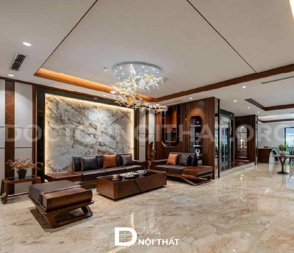 Tổng thể không gian nội thất biệt thự 165m2 phong cách hiện đại được thi công trọn gói tại Ninh Bình