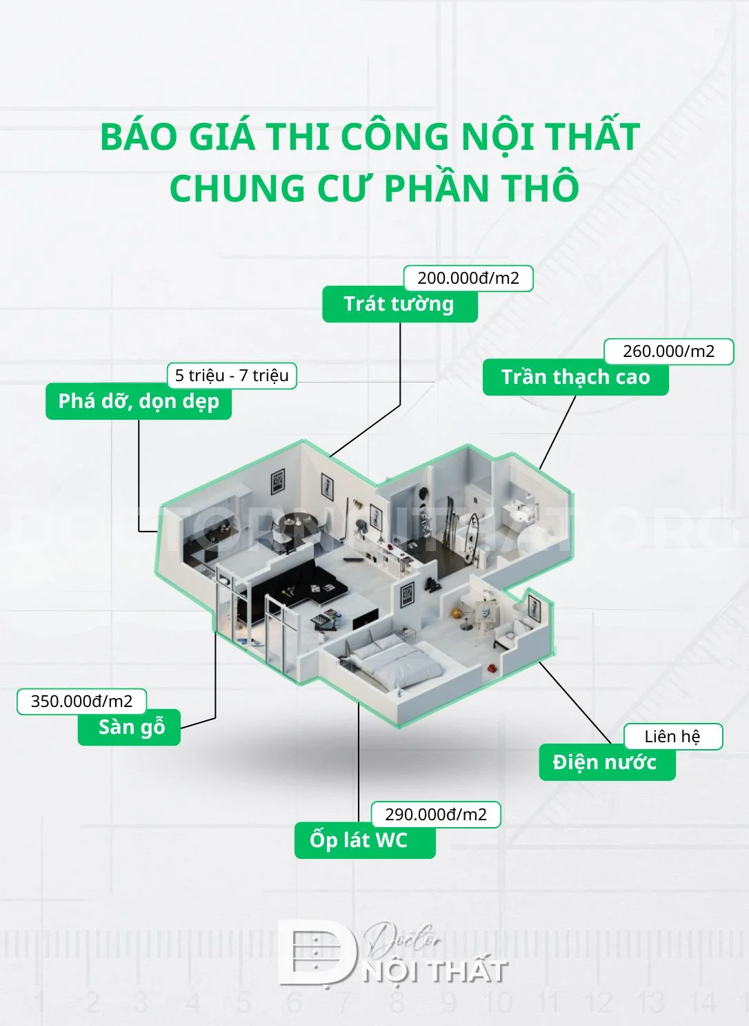 Báo giá thi công nội thất chung cư phần thô - hình 9