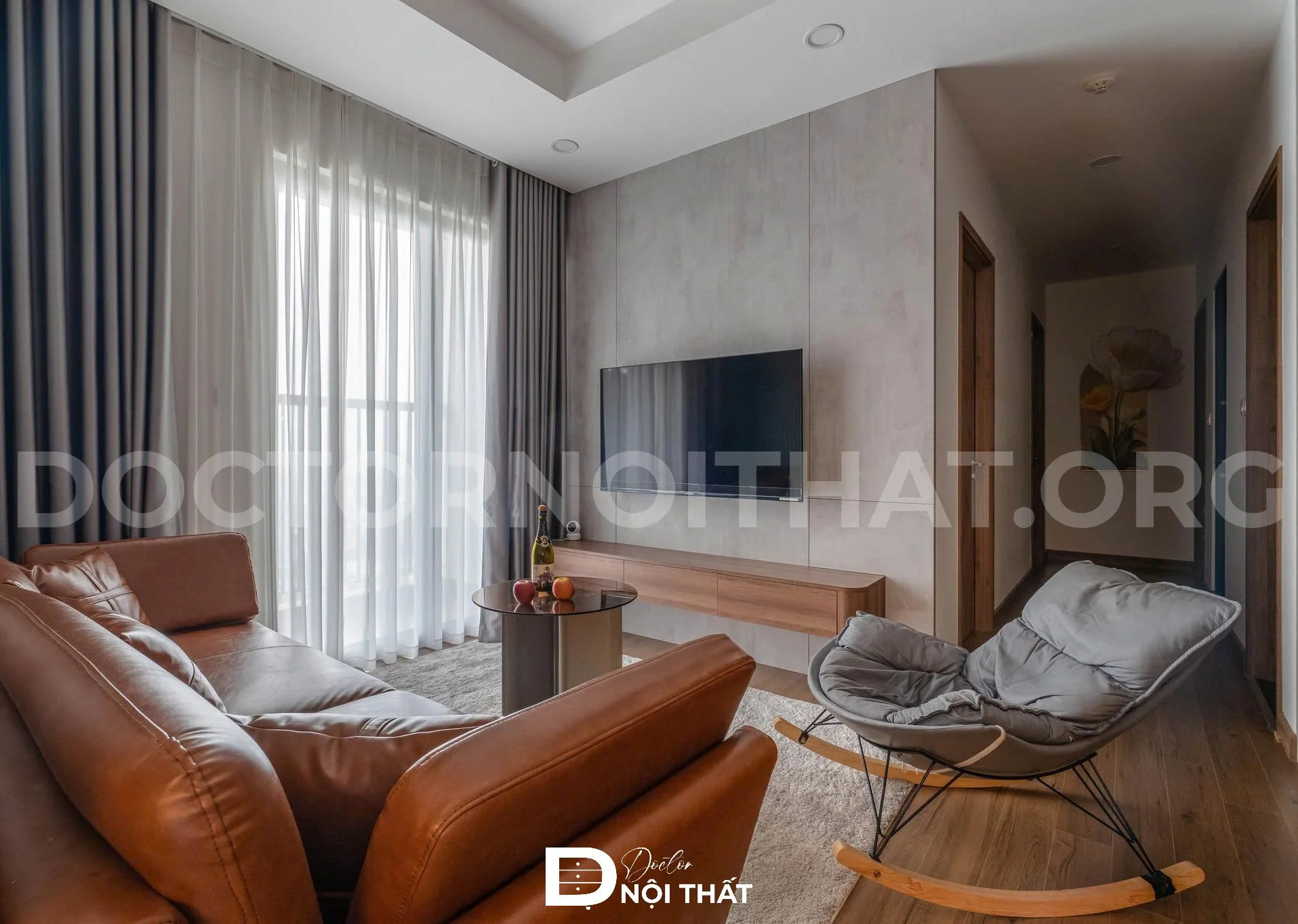 Dự án thi công nội thất phòng khách chung cư đơn giản