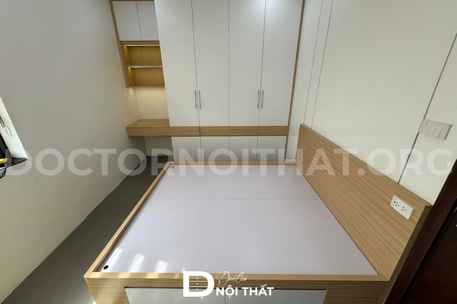 Phòng ngủ nhỏ được Doctor Nội Thất thi công full gỗ công nghiệp cao cấp