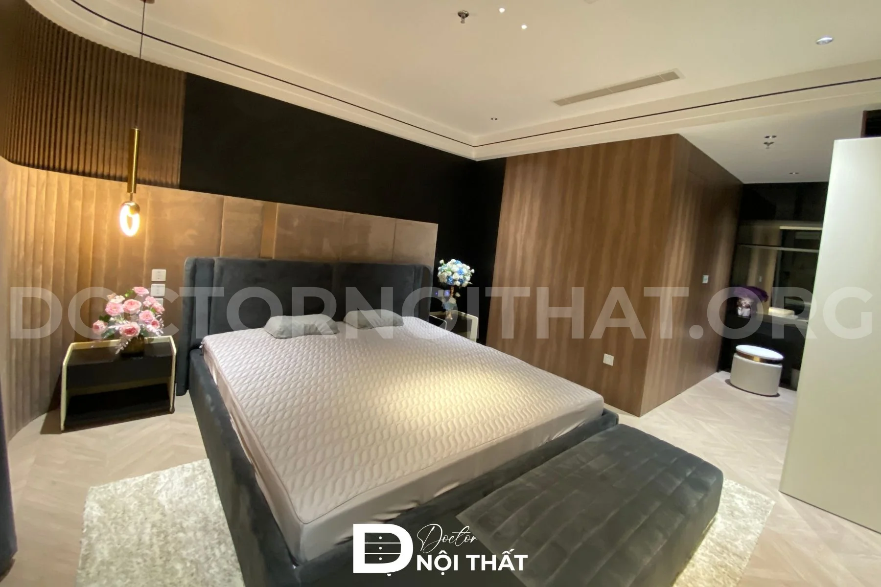 Thi công nội thất phòng ngủ Master gỗ công nghiệp hiện đại sang trọng