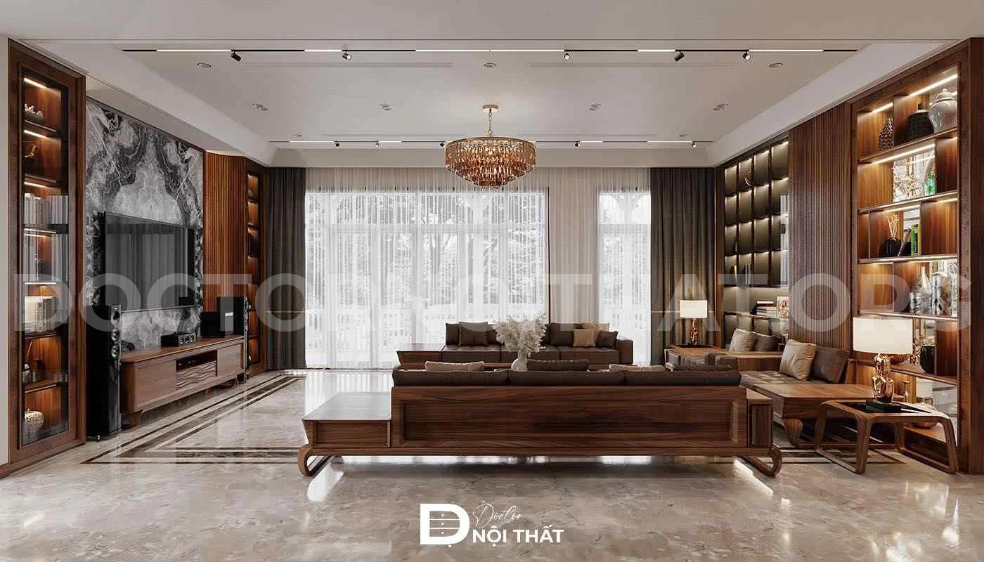 Thiết kế biệt thự gỗ óc chó không gian mở tại Bắc Giang – anh Cường