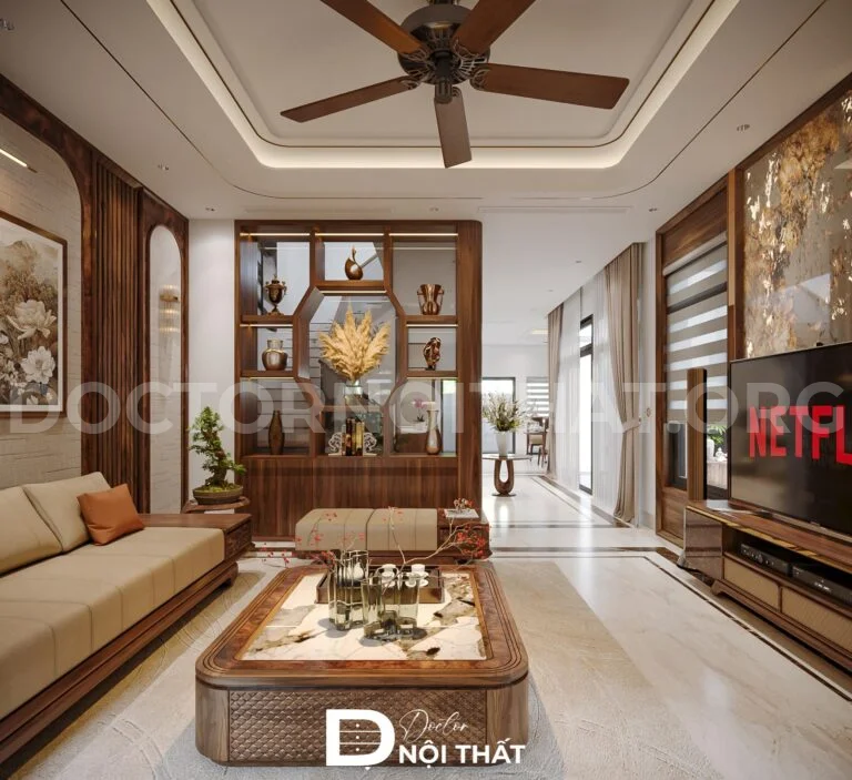 Dự án thiết kế thi công nội thất biệt thự 3 tầng 250m2 hiện đại
