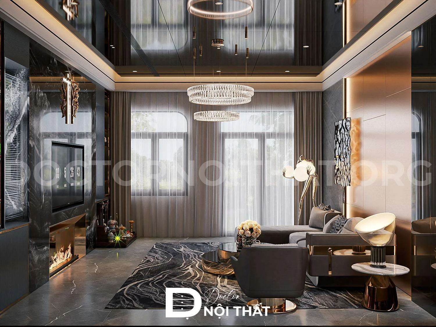 Mẫu thiết kế nội thất biệt thự đẹp phong cách hiện đại, sang trọng