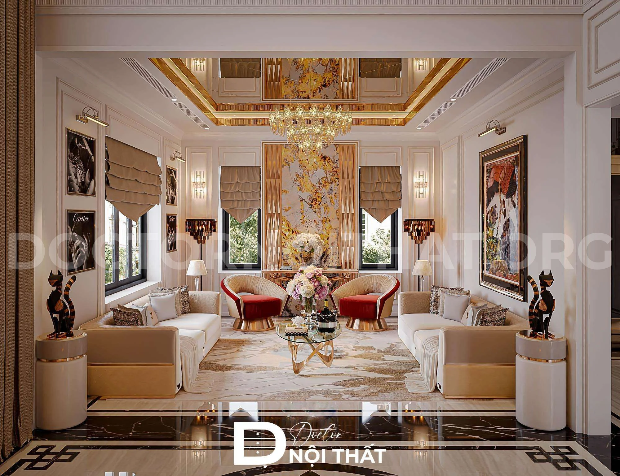 Mẫu thiết kế nội thất biệt thự phong cách Luxury ấn tượng