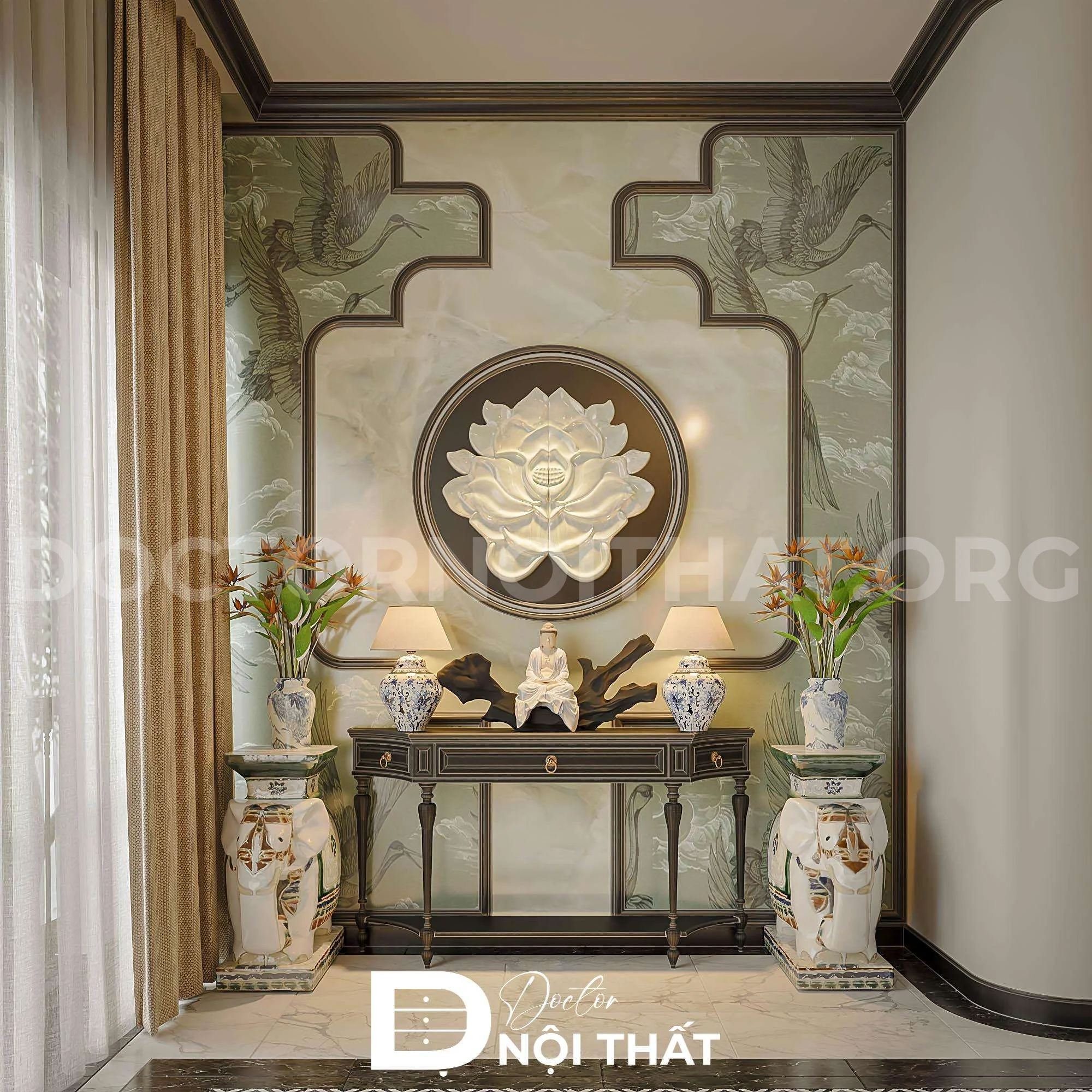 Mẫu thiết kế nội thất biệt thự sang trọng phong cách Indochine