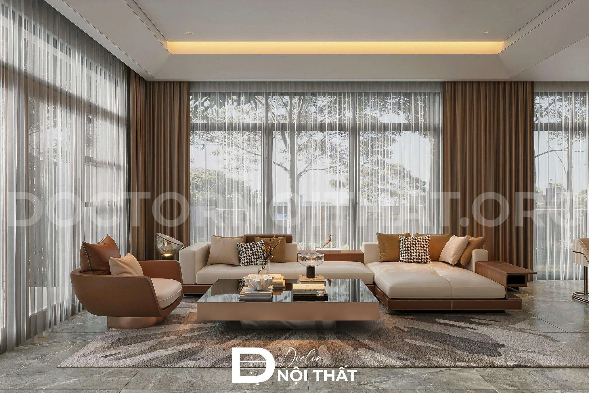Mẫu thiết kế nội thất biệt thự theo phong cách tối giản nhưng không kém phần sang trọng