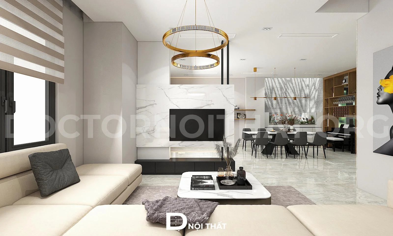 Mẫu thiết kế nội thất chung cư 3 phòng ngủ với tông màu sáng chủ đạo