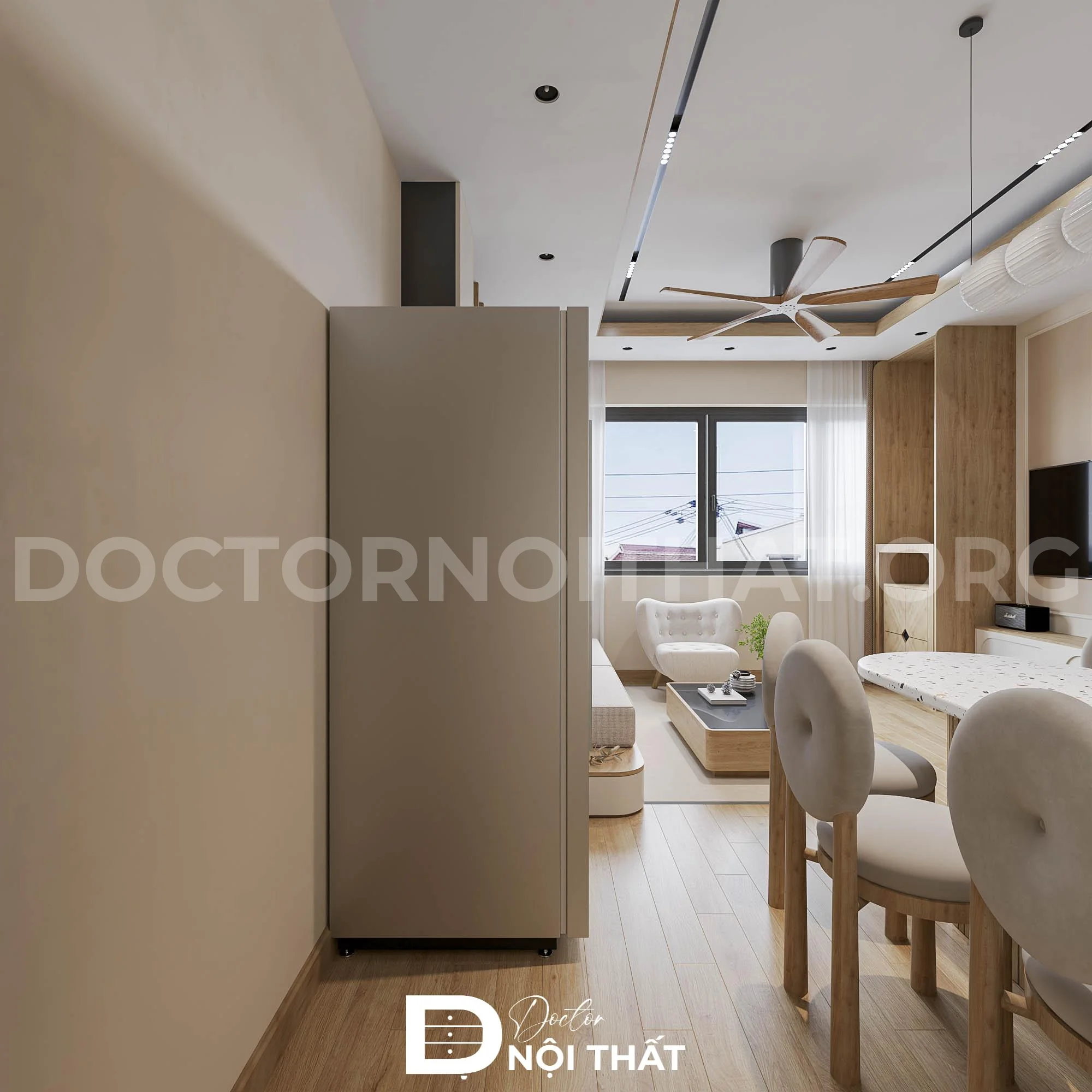 Thiết kế nội thất chung cư phong cách Japandi cho anh Dũng – Đội Cấn