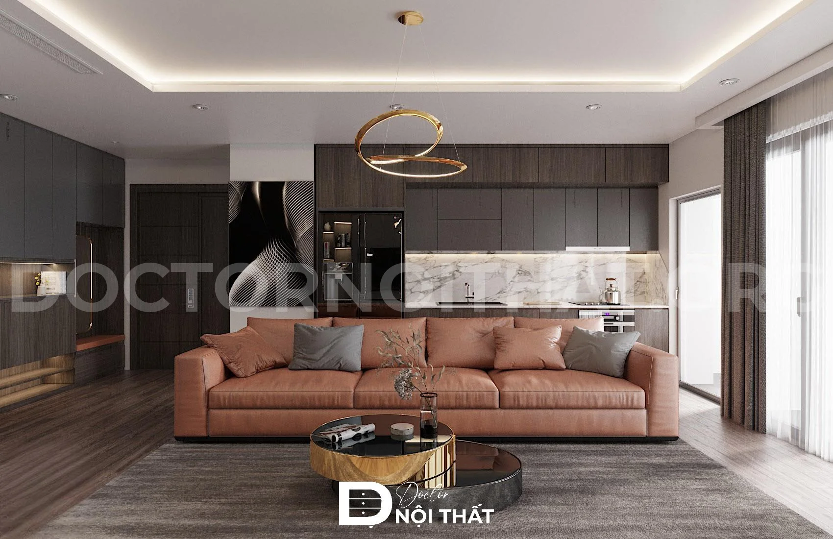 Mẫu thiết kế nội thất chung cư 90m2 hiện đại