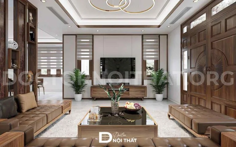 Dự án thiết kế thi công nội thất nhà phố full gỗ óc chó