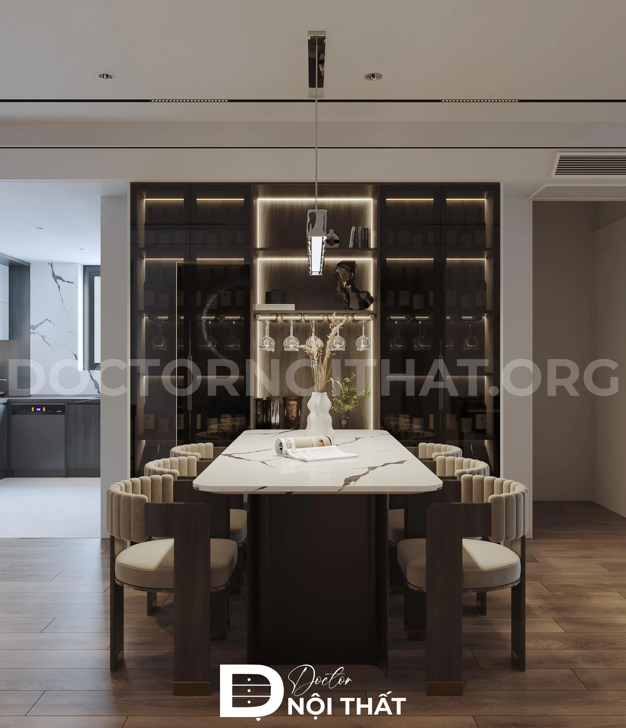 Thiết kế nội thất phòng bếp chung cư luxury cho anh Tiến