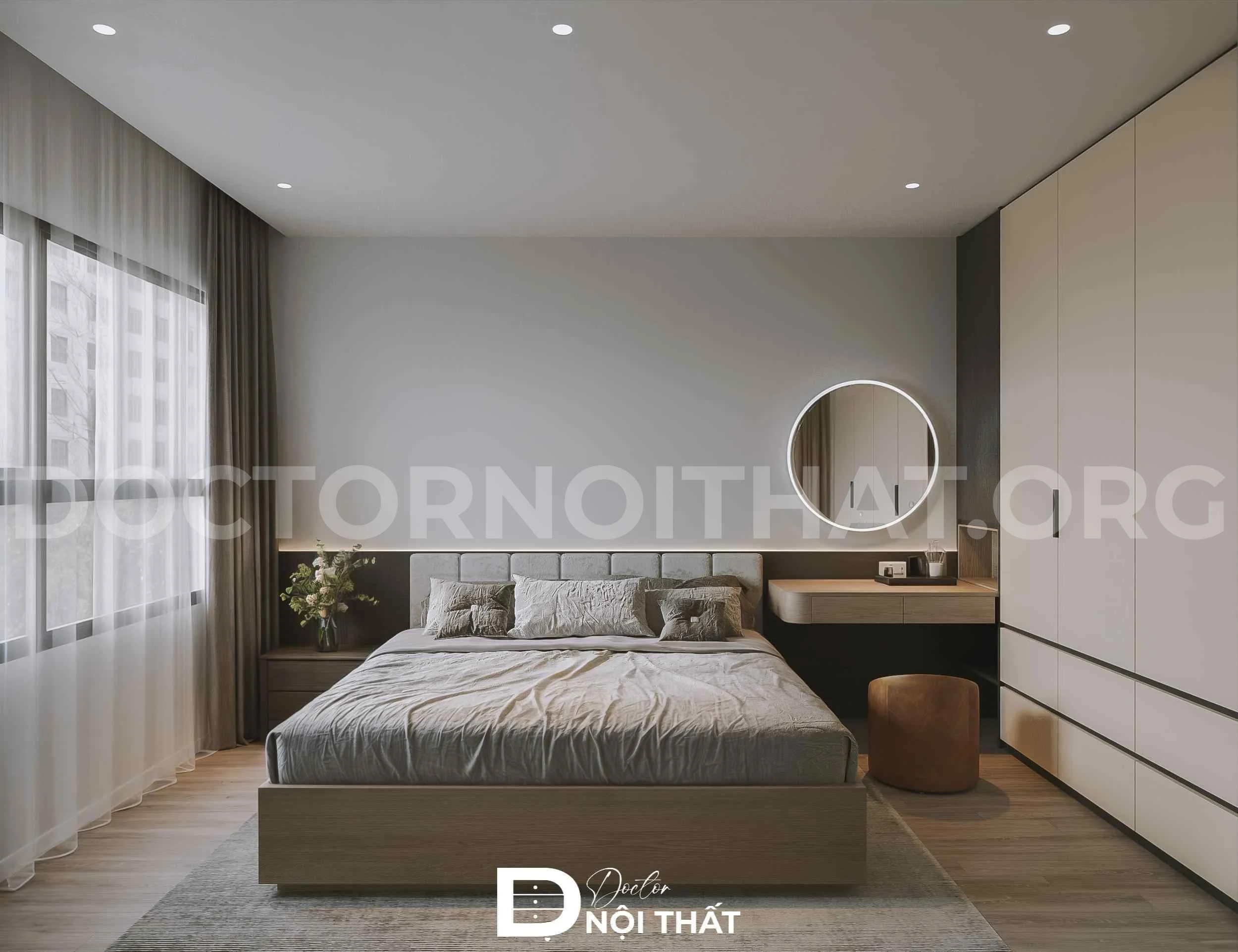 Mẫu thiết kế nội thất phòng ngủ 12m2 theo phong cách tối giản