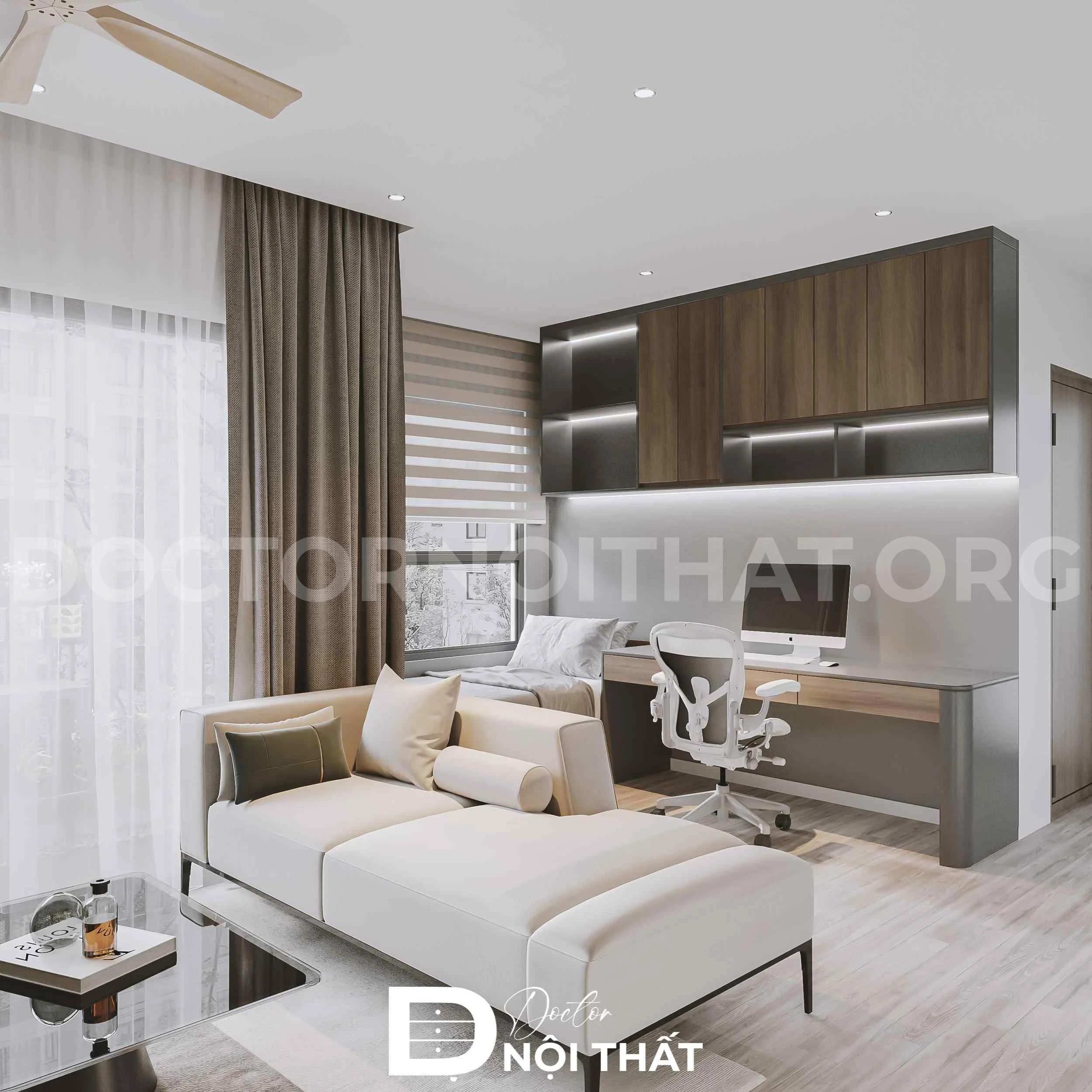 Dự án thiết kế nội thất phòng ngủ chung cư tông màu kem