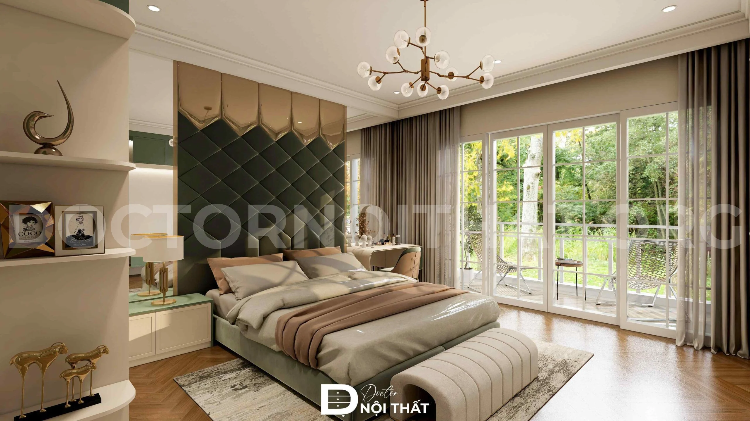 Mẫu thiết kế nội thất quận 2 với không gian phòng ngủ biệt thự tân cổ điển
